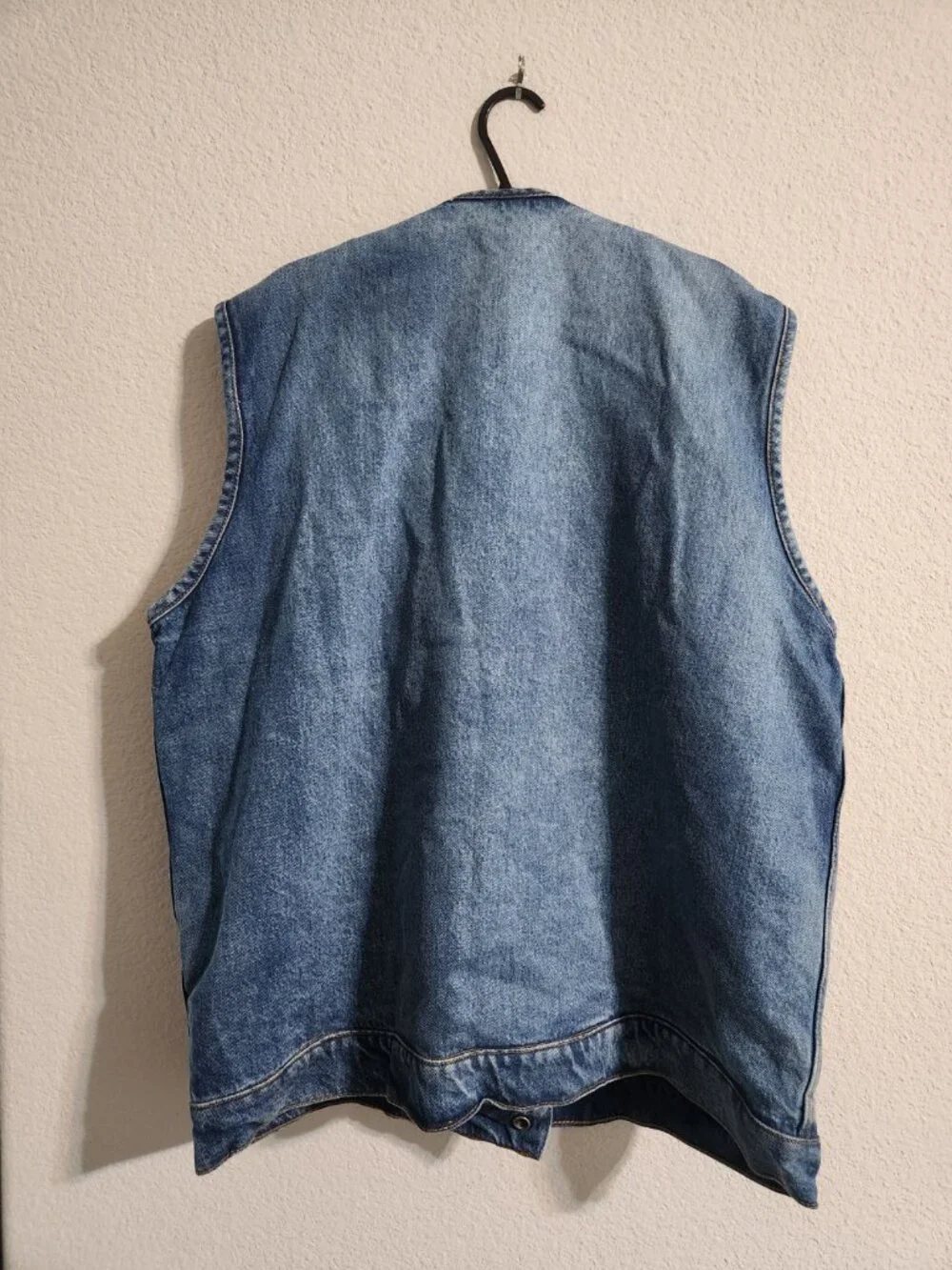 Daniel Smart Blue Denim Motorcycle Vest Collarless with CCW Pockets size XL